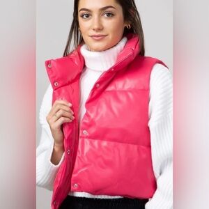 Simply Southern Pink Cropped Puffer Vest Size Large 🆕🆕🆕